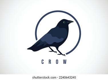 Zackenvogel in einem Kreis. Crow-Vogel-Logo-Design, Vektorgrafik