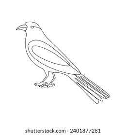 Crow bird continuous single line art outline drawing of minimalism Vector illustration design on white background 