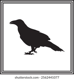 Crow bird icon isolated vector, silhouette of wildlife animal.