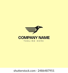 crow bird logo template vector icon illustration line art style - vector