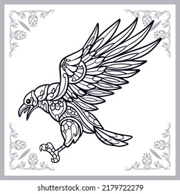 Crow bird zentangle arts isolated on white background