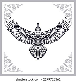 Crow bird zentangle arts isolated on white background