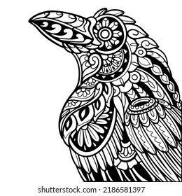 crow bird zentangle arts isolated on white background
