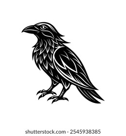 Crow black and white silhouette vector