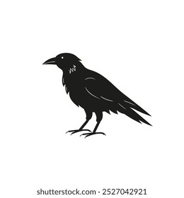 Crow. Black and white vector simple illustration.