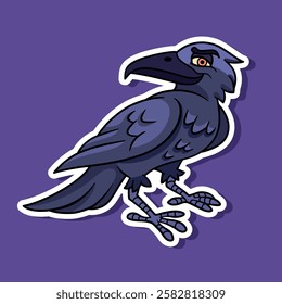 Crow cartoon illustration cartoon illustration sticker. Vector Halloween decoration element. Halloween-themed element