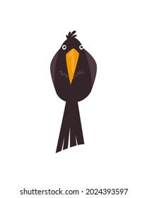 Krähenkartoon auf weißem Hintergrund