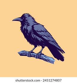 The crow in cartoon style