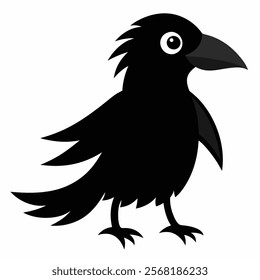 Crow cartoon vector on a white background.