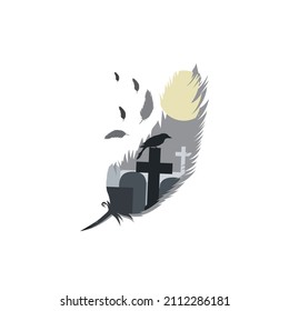 CROW IN THE CEMETERY TEMPLATES LOGO VECTOR