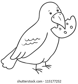crow with cheese in its beak, contour
