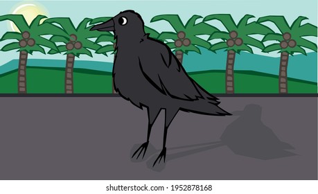 The Crow and the Coqueiral Vector illustration