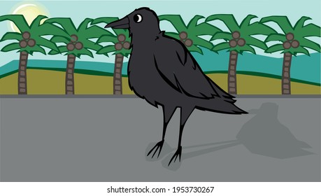 The Crow and the Coqueiral Vector illustration