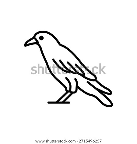Crow Corvid Bird Line Icon: Intelligence and Nature
