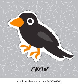 Crow : Cute Animal Set :  Vector Illustration