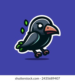 Crow Cute Mascot Logo Illustration Chibi Kawaii is awesome logo, mascot or illustration for your product, company or bussiness