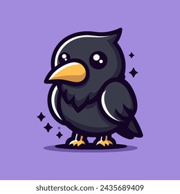 Crow Cute Mascot Logo Illustration Chibi Kawaii is awesome logo, mascot or illustration for your product, company or bussiness