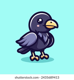 Crow Cute Mascot Logo Illustration Chibi Kawaii is awesome logo, mascot or illustration for your product, company or bussiness