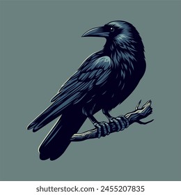 The Crow in dark art illustration style