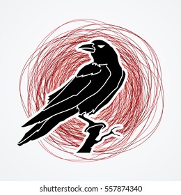 Crow designed on grunge stroke background graphic vector.