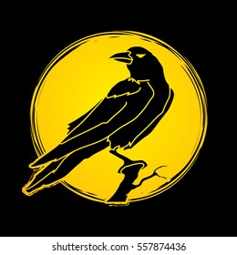 Crow designed on moonlight background graphic vector.