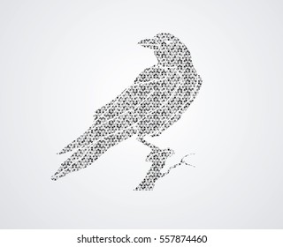 Crow designed using black mosaic pattern graphic vector.
