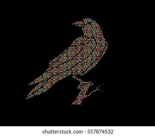 Crow designed using colorful mosaic pattern graphic vector.