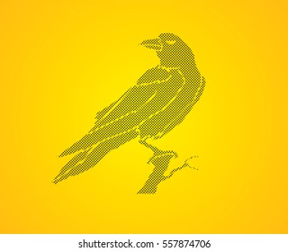 Crow designed using dots pixels graphic vector.