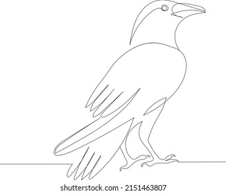 Crow Drawing By One Continuous Line Stock Vector (Royalty Free ...