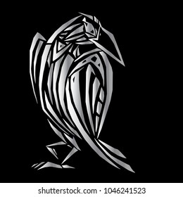 Crow in ethnic style. Vector illustration