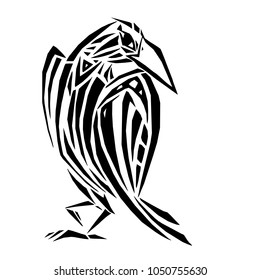 Crow in ethnic style. Vector illustration