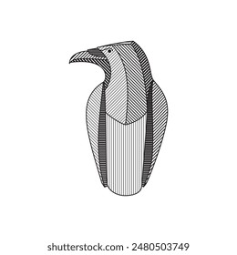 Crow figurine vector illustration in linear style. Abstract vector Crow on a white background.