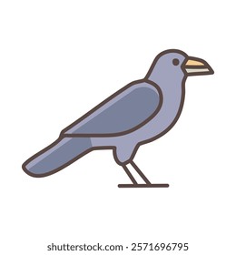 Crow flat icon. Vector illustration of a crow isolated on white background.