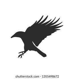 Crow in flight, vector illustration