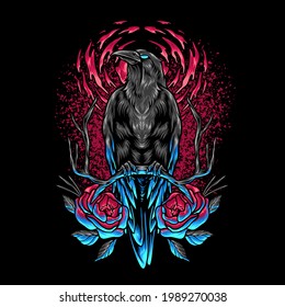 The Crow And Flowers illustration for your merchandise or business