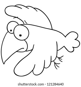 crow flying, cartoon, outline, coloring