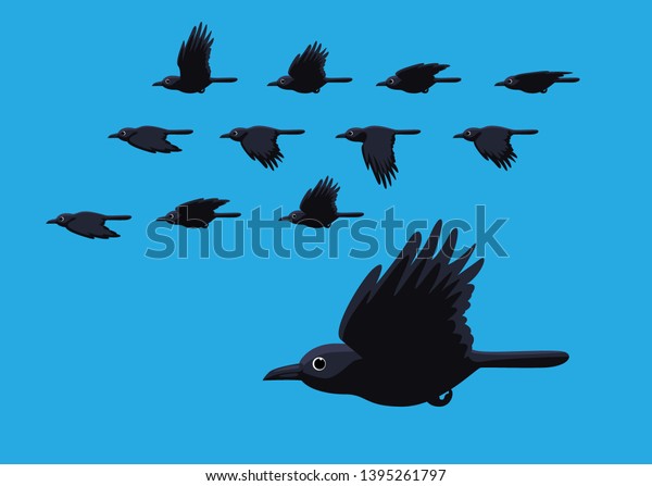 Crow Flying Motion Animation Sequence\
Cartoon Vector\
Illustration