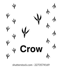 Crow Foot Print, vector icon illustration, animal paw print isolated on white background