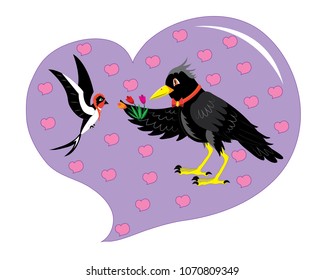 The crow gives to a swallow a gift