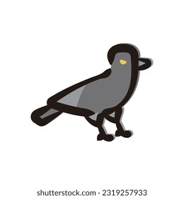 Crow - Halloween icon (Hand-drawn line, colored version)