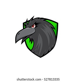 Crow Head on Green Shield