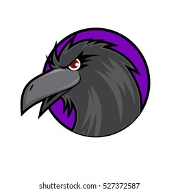 Crow Head on Purple Background
