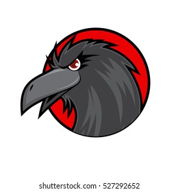 Crow Head on Red Background