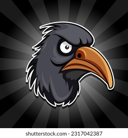 A crow head on retro comic background illustration