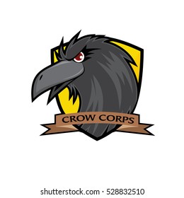 Crow Head Vector Badge - Yellow