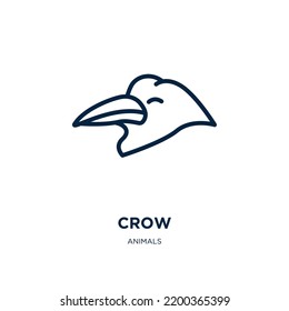 Crow Icon From Animals Collection. Thin Linear Crow, Bird, Raven Outline Icon Isolated On White Background. Line Vector Crow Sign, Symbol For Web And Mobile