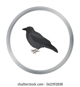 Crow icon in cartoon style isolated on white background. Bird symbol stock vector illustration.
