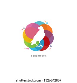 a crow icon with a colorful background