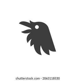 Crow Icon Isolated on Black and White Vector Graphic