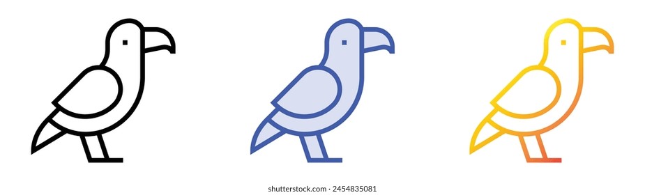 crow icon. Linear, Blue Fill and Gradient Style Design Isolated On White Background